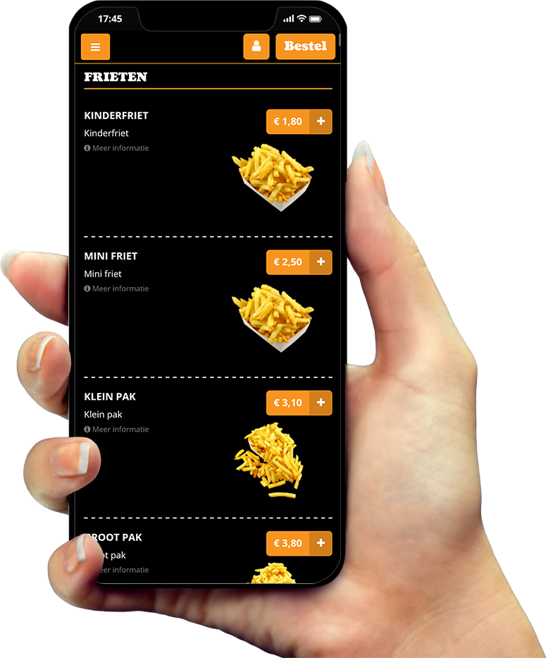 Voorbeeld van onze app op smartphone Voorbeeld van onze app op smartphone